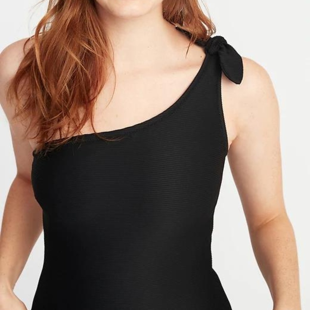 Old Navy Textured-Stripe One-Shoulder Swimsuit New - Picture 5 of 6
